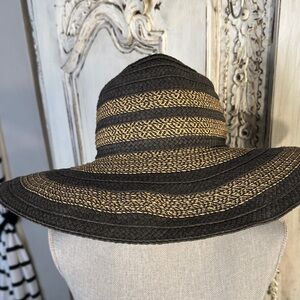 Target Stylish Wide-Brim Sun Hat - Black and Natural